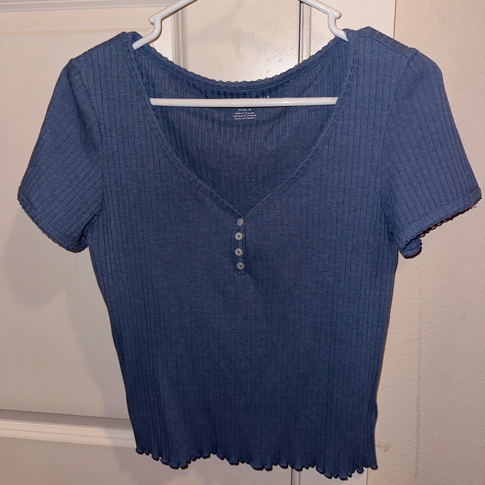 American Eagle, blue, baby tee.